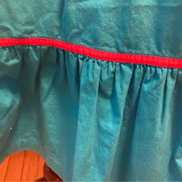 Bechamel bright blue embroidered square neck short sleeve summer peasant dress L - Picture 9 of 16